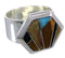 Sterling Silver Multicolor Inlay Heavy Ring Size 5-3/4 EX40743